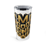 20oz Tumbler — Gold Block 'God, Money, Power' Graphic Travel Cup