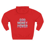 Hoodie - 'God Money Power' Graphic Fleece Pullover