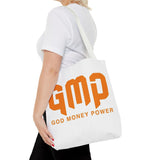 GMP 'God Money Power' Graphic Tote Bag – Bold Orange Statement Carryall