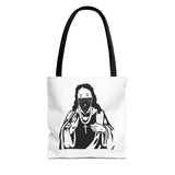 Tote Bag — Saint Icon Graphic Tote with Face Mask (Stencil Black)