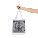 Religious Icon Tote Bag — "God Money Power" Graphic Canvas Tote