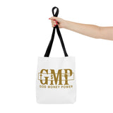 GMP "God Money Power" Gold Logo Tote Bag — Inspirational Faith & Prosperity Canvas Tote