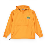 God Money Power- Royal Blue Packable Anorak Jacket with Floral Patch — Lightweight Hooded Windbreaker