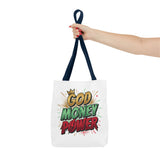 God Money Power Tote Bag — Bold Graphic Faith & Prosperity Statement Tote