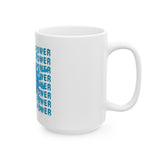 God Money Power Ceramic Mug — Blue Graphic Jesus Design (11oz, 15oz)