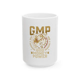 GMP Tiger Ceramic Mug — "God Money Power" Gold Lion/Tiger Graphic (11oz & 15oz)