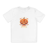 Youth Halloween Pumpkin Competitor Tee —“God Money Power” Jack-O'-Lantern Gaming Shirt