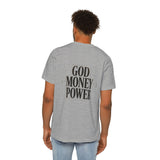 God Money Power T-Shirt — Bold Typography Faith & Hustle Tee