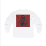 Long Sleeve Tee — "Sacred Hustle" Red Bandana Jesus Graphic