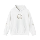 Monogram Circle Logo Hoodie — Minimal White Streetwear Sweatshirt