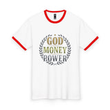 God Money Power- Ringer Tee — Faith & Ambition Graphic T-Shirt