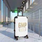 Carry-On Suitcase — "GMP (God Money Power)" Gold Monogram Travel Luggage