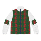 Puffer Jacket — Festive Red & Green Patterned Winter Coat