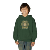 Youth Lion Crest Hoodie — GMP Gold Emblem Kids Pullover