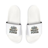 Slide Sandals — 'God Money Power' Graphic Pool Slides for Men