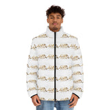 GMP Logo All-Over Print Puffer Jacket — Men's Lightweight Quilted Coat