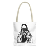 Tote Bag — Saint Icon Graphic Tote with Face Mask (Stencil Black)