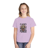 Youth Tee — 'God Money Power' Skull Graphic Tee, Edgy Vintage Streetwear for Kids