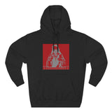 God Money Power Hoodie — Red Three-Panel Graphic Fleece Hoodie