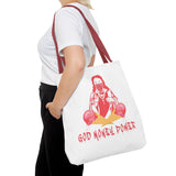 God Money Power Tote Bag — Bold Graphic Religious Streetwear Tote