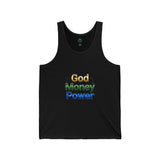 God Money Power Tank Top — Inspirational Rainbow Text Tank