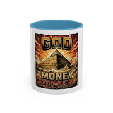 Coffee Mug - 'God Money Power' Pyramid Graphic Accent Mug (11/15oz)