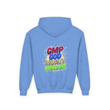 Youth Hoodie — GMP God Money Power Rainbow Graphic