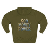 God Money Power Hoodie — Motivational Faith & Wealth Graphic Hoodie