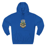 God Power Hoodie — Retro 3D Faith Graphic Fleece Hoodie
