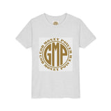 GMP Circle Youth Tee — “God Money Power” Gold Logo Kids T-Shirt