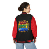 Letterman Jacket — "God Money Power" Retro Graphic Varsity Jacket