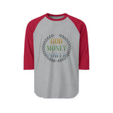 Raglan Shirt - God Money Power Vintage Laurel Baseball Tee