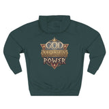 Hoodie — 'God Money Power' Vintage Emblem Fleece Hoodie