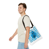 God Money Power Graphic Tote Bag — Blue Urban Goddess All-Over Print Tote