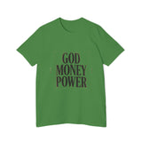 God Money Power T-Shirt — Bold Typography Faith & Hustle Tee