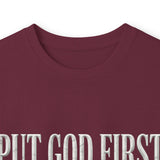 Long Sleeve Tee — "Put God First, Hustle for the Money, Put Yourself in Power" Inspirational Faith & Hustle Top