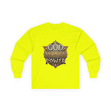 God Money Power Long Sleeve Tee — Vintage Crest Graphic