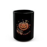 Halloween Pumpkin "GMP Power" Black Mug — Spooky Autumn Coffee Cup (11oz/15oz)