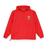 God Money Power- Royal Blue Packable Anorak Jacket with Floral Patch — Lightweight Hooded Windbreaker