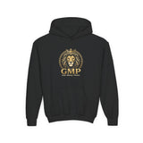 Youth Lion Crest Hoodie — GMP Gold Emblem Kids Pullover