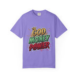 God Money Power T-Shirt — Bold Comic Typography Tee