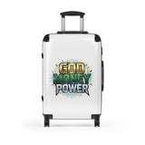 God Money Power Carry-On Suitcase — Bold Graphic Travel Luggage