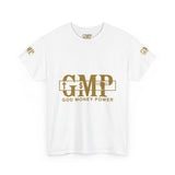 GMP "God Money Power" Graphic Tee – White Gold Logo