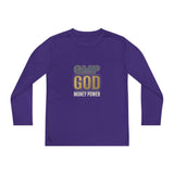 Youth Long Sleeve Tee — GMP GOD Money Power Graphic