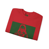 Crewneck Sweatshirt — Vintage Tarot Priestess Graphic (Green & Red)