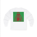 Long Sleeve Tee — Retro Religious Icon Graphic (Green/Red)