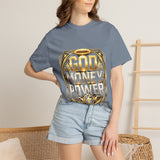 God Money Power Graphic T-Shirt — Bold Gold Faith & Hustle Tee
