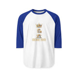 Raglan Shirt — Gold Crown 'God Money Power' Graphic Baseball Tee