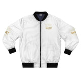 Bomber Jacket — "Put God First, Hustle for the Money" White AOP