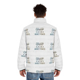 God Money Puffer Jacket — All-Over Print Men's Winter Coat